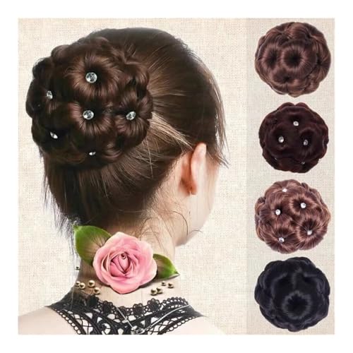 Faux chignon à pince marron-noir : volume plat résolu pour femme - 2