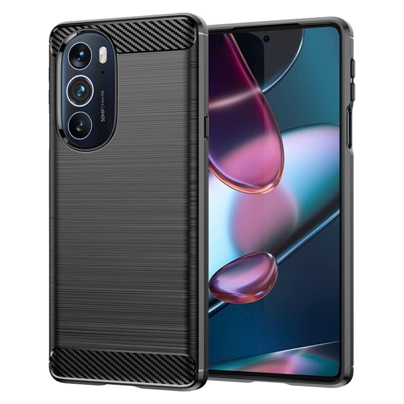 Image of NPRC Hybrid Ultra Slim Protective Case TPU Non-Slip Carbon Fiber Texture Shockproof Case Cover for Moto Edge 30 Pro - Black