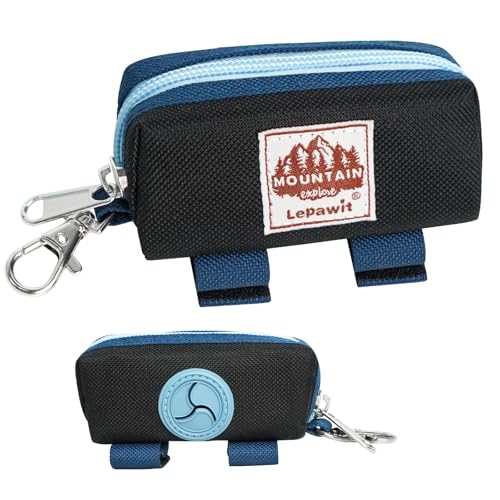 Image of Dog Poop Bag Holder Zippered Pouch, Portable Dog Poop Bag Dispenser with 1 Metal Clip, Fashion Color Matching Canvas Waste Bag Holder for Leashes - Black
