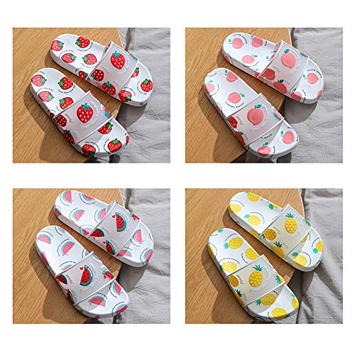 Women PVC Fruit Sandals, Water Shoes Cute Fruit Slippers, Cute Strawberry Fruit Summer Women Flat Sandals Anti-Slip Indoor Casual Slippers Watermelon 36-372