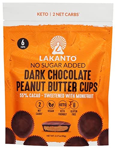 Lakanto Keto Dark Chocolate Peanut Butter Cups 55% Cacao Sweetene...