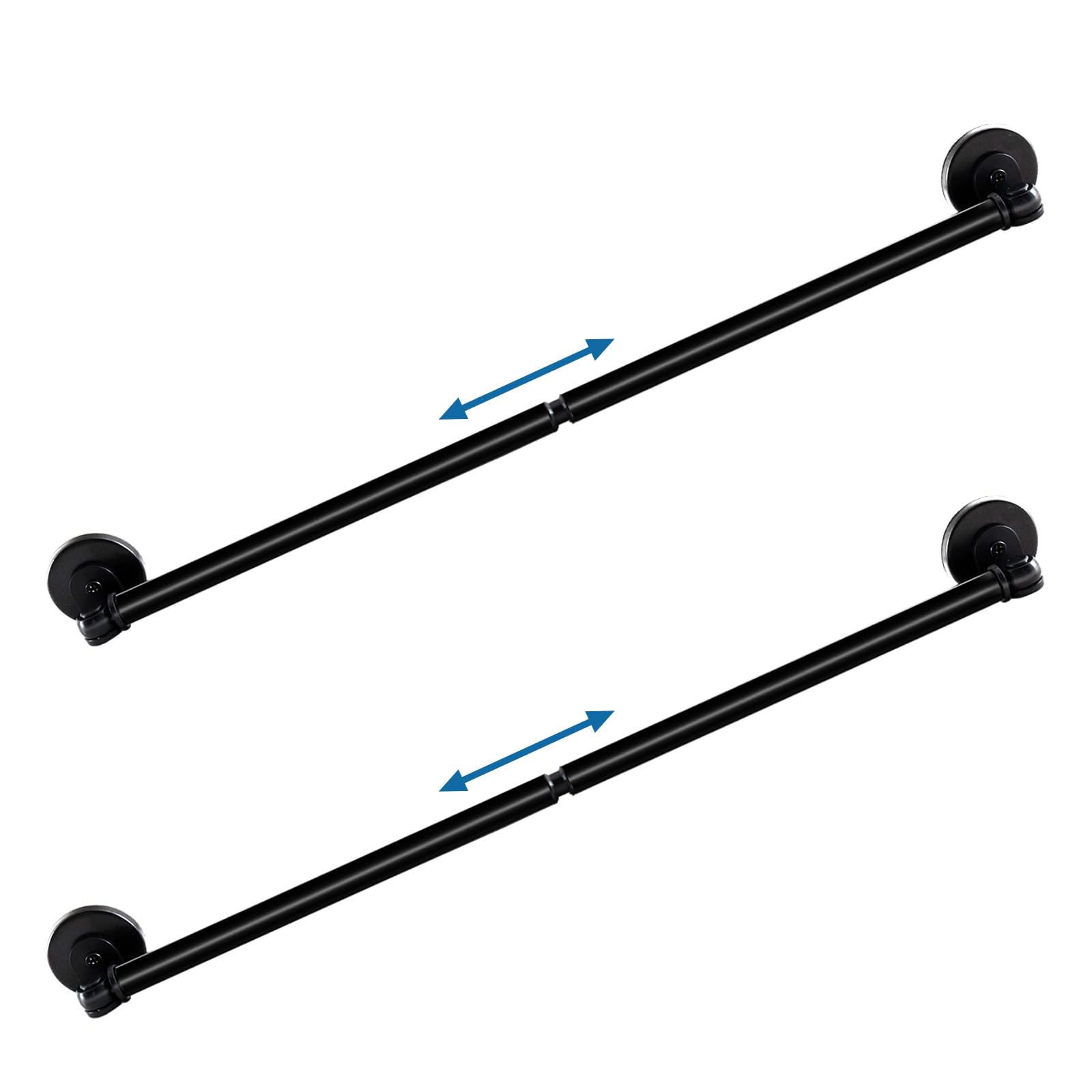 Magnetic Curtain Rod for Metal Door 16"-28", Magnet Cafe Curtain Rod For Small Window No Drill Rods Magnetic Sash Rods, Black, 2 Pack