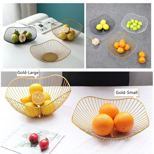 Natureman Kitchen Counter Fruit Bowl Large Fruit Basket Bowl Metal Wavy Storage Basket Kitchen Vegetable And Fruit Bowl, Used To Hold Fruits, Vegetables And Bread (Gold-Small) #TOP3