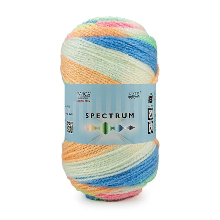 Ganga Spectrum 100% Acrylic Yarn, Hand Knitting and Crochet Yarn,(1 BALL/100Gm Each) Multicolour (SPT003, 200 Gram)