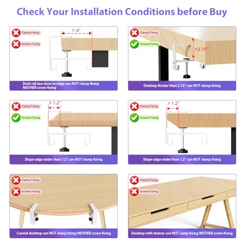 Image of Univivi No Drill Under Desk Cable Management Tray, 36 inch Cord Organizer for Table, Clamp /Screw Mount Desk Cable Management, Premium Fabric Cable Management Tray for Office, Home