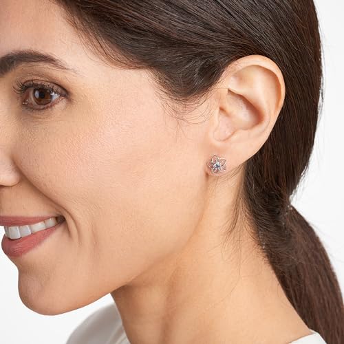 Amazon Essentials Sterling Silver Created Aquamarine Flower Stud Earrings by Amazon Essentials - Image 2