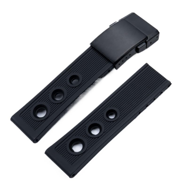 Bracelet montre caoutchouc 24mm noir mat pour Breitling Avenger