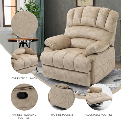 Sillón reclinable tela beige con brazo acolchonado miniatura 4