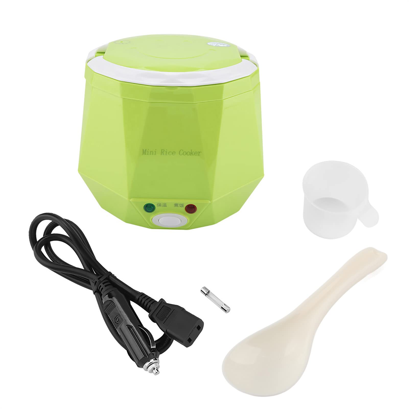 Olla Arrocera Eléctrica Multifuncional Portátil, 24V, 140W, Comida para Camiones, para el Hogar y los Viajes (GREEN)