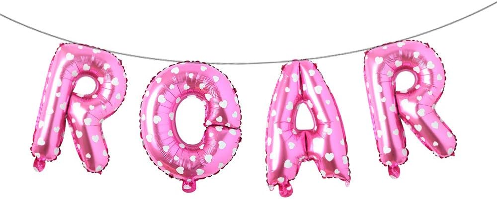 ROAR RAWR Dinosaur Tyrannosaurus Animal balloons for Birthday Party baby shower Decoration Kit Inflatable party supplies decorations gift kids and adults (ROAR Pink Heart)