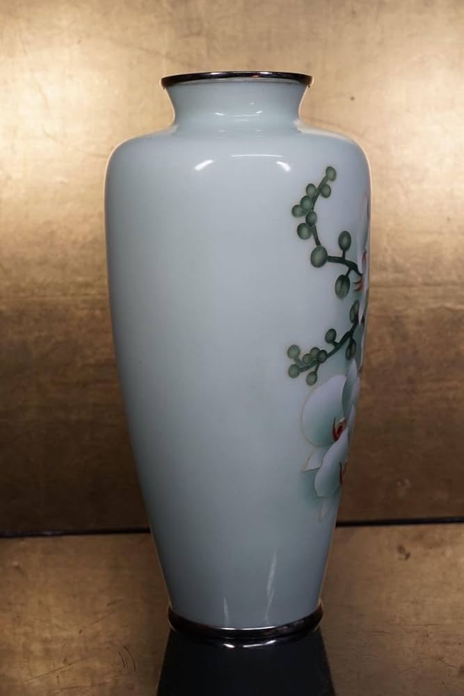 Amazon.co.jp: 七寶焼 銀線有線七宝花瓶 共箱 栞 花器 飾壺