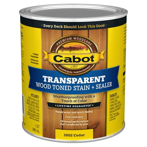 Cabot Transparent Wood Toned Stain + Sealer, Cedar, 1 Quart