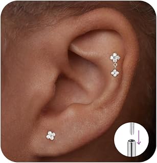 Flat Back Stud Earrings for Women Cartilage Tragus Piercing Jewelry