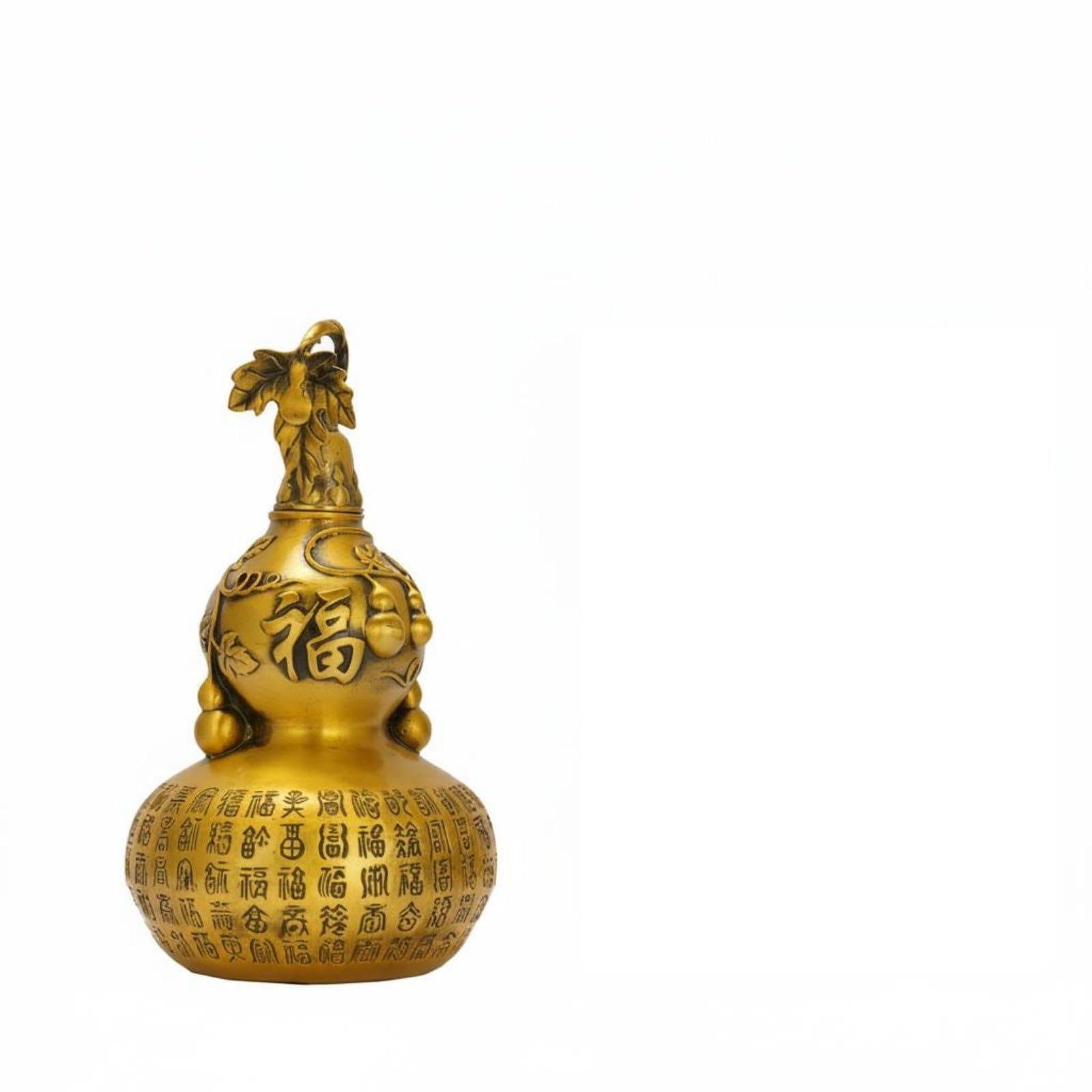 PEXORVA® Brass Gourd Decoration Removable Lid Chinese Blessing Gourd Feng Shui Decor Good Luck Token Decorative Container Housewarming, 18CM, F Big-belly|Home & Kitchen | Home Improvement-image-44