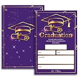 FujLoy 20 Cards with Envelopes, graduation party invitations 2026, 2026 College, High School, University Grad Celebration.（BT3） (Purple Gold)