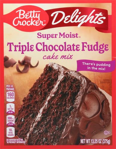 Image of Betty Crocker Delights Super Moist, Triple Chocolate Fudge, Cake Mix, 13.25 oz (Pack of 12)