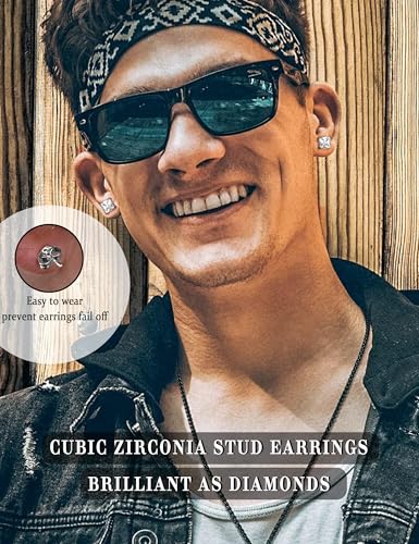 JeryWe 5 Pairs 316L Surgical Steel Cubic Zirconia Stud Earrings for Women Men Hypoallergenic CZ Earring Stacks Brilliant Simulated Diamond Square Round Teardrop Halo Earrings for Women Trendy3