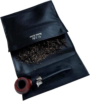 Smoking Pipe Tobacco Roll Up Pouch Case Bag for Pipe Tobacco Storage Tobacco Moisturizing Case and accessories as Pipe tamper, Pipe Cleaners Black