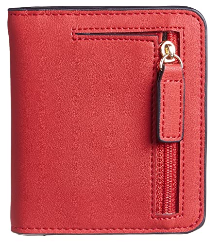 Image of Gostwo Small Wallet for Women, Slim Bifold Credit Card Holder, Compact RFID Blocking Cash Wallet, Billfolds Thin Leather Zipper Pocket, Mini Wallet Gift for Ladies Teen Girls Travel with ID Window