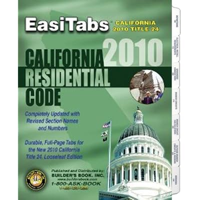 EasiTabs - 2010 California Residential Code,Title 24 Part 2.5 Looseleaf Tabs