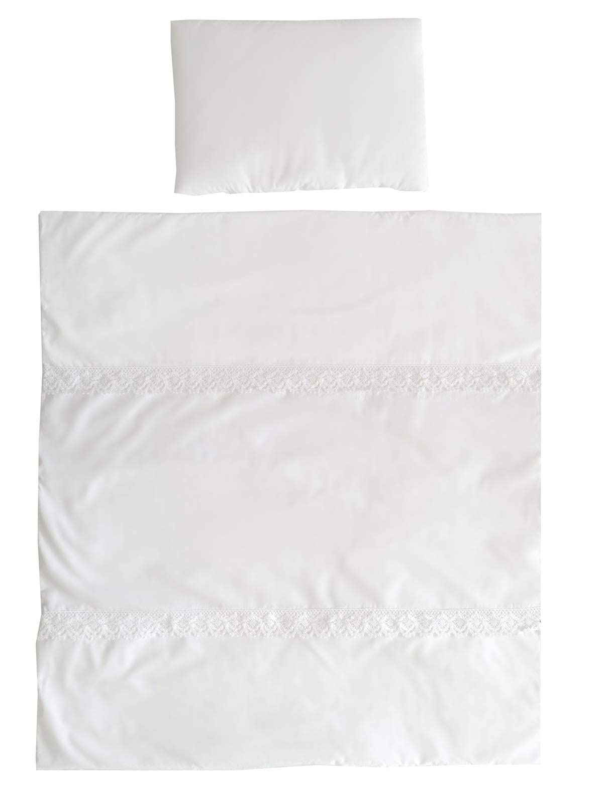 Vizaro - Edredón Med. 70x80cm + Almohada para Minicuna 50x80cm o Cuna de Colecho - 100% Algodón - Hecho UE - Bordado Blanco