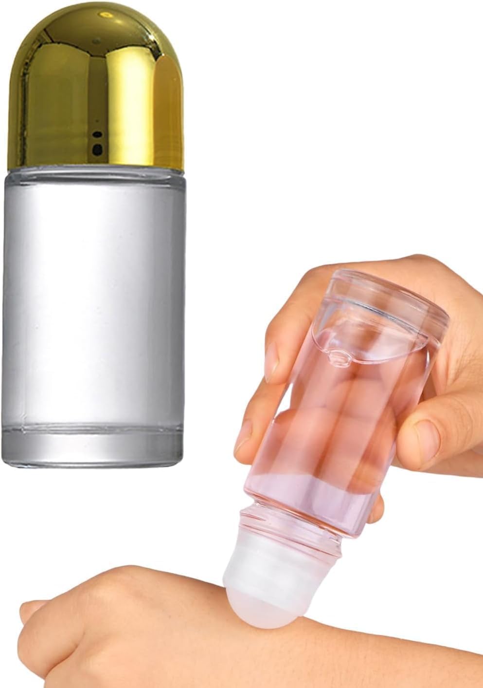 Rzcin 50Ml Glass Essential Oil Roller Bottles, Empty Roller Bottles With Plastic Ball Leak-Proof Ball With Lid For Essential Oils Perfume Cosmetics, Refillable Cosmetic