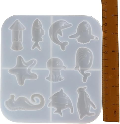 Miniatura 4 de Moldes de resina de animales marinos, estrellas de mar, delfín, medusa, caballo marino, tiburón, para llavero, fabricación de colgantes, manualidades