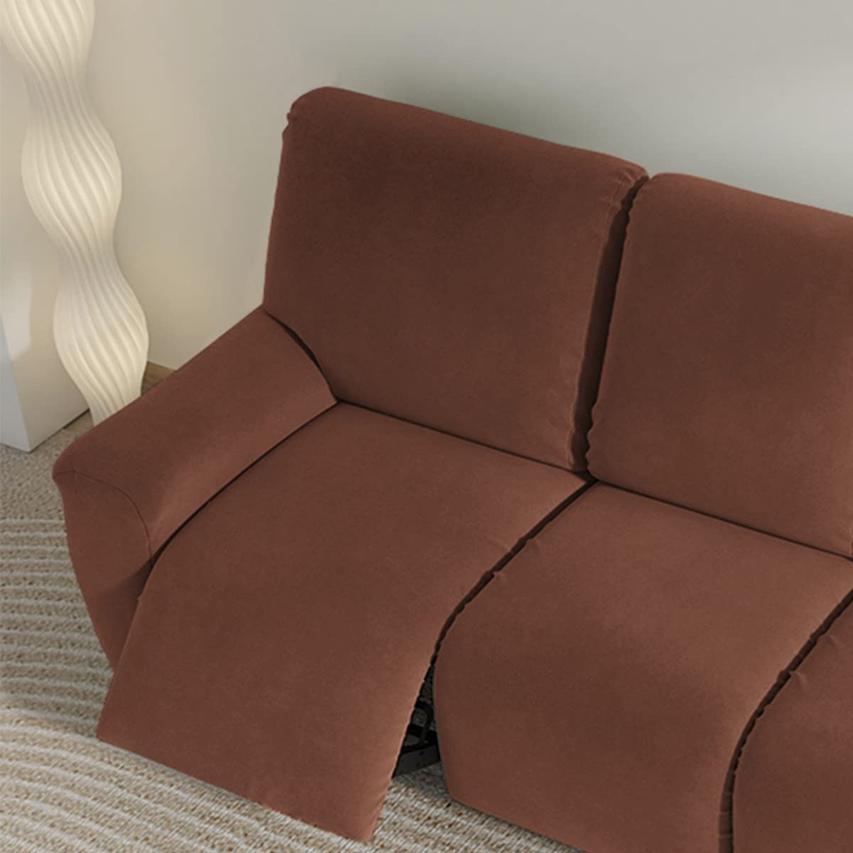 FANSU Recliner Chair Covers 2 Seater for Armchairs with Pockets Stretch Recliner Slipcover for Electric Chair Sofa Covers Furniture Protector for Living Room (2 Seater,brown) - Image 2