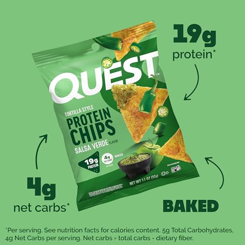 Image of Quest Nutrition Tortilla Style Protein Chips, Salsa Verde, 19g of Protein, 4g Net Carbs, Gluten Free, 1.1 Ounce, 4 count