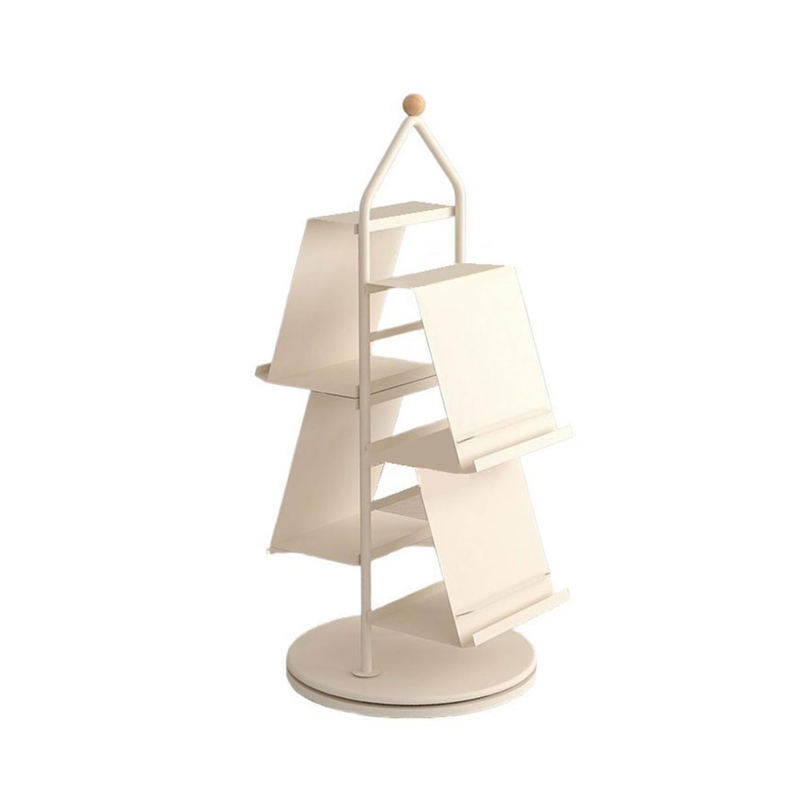 ZYYANSHOP Bookshelf Vintage Floor-standing Creative Rotating Bookshelf Home Sofa Carbon Steel Magazine Rack(White)