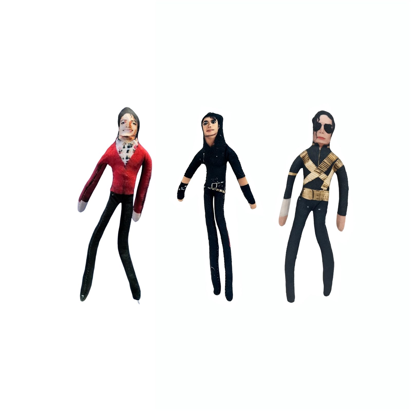 3Pcs Michael Plush Figure Poseable Arms Legs, Bendable Rock Star Soft Doll