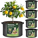T4U 20 Gallon Grow Bags, Upgrade Grow Bags with Handles, Heavy Duty Thickened Nonwoven Fabric Pots, 20 Gallon Pots for Plants, Tomato, Cucumber (5 Pack)