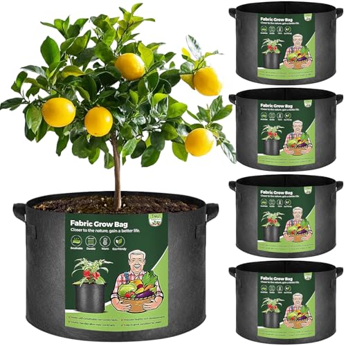 T4U 20 Gallon Grow Bags, Upgrade Fabric Grow Bags with Handles, Thickened Garden Plant Pots for...