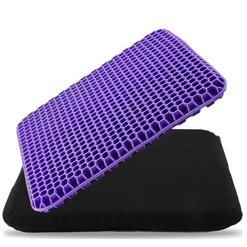 Image of Ergonomic Gel Seat Cushion for Long Sitting, Tailbone and Coccyx Pain Relief, Office Chair Comfort, Wheelchair Pad, Chair Cushion for Back Support, Comfort Wheelchair Seat Cushions (Purple)