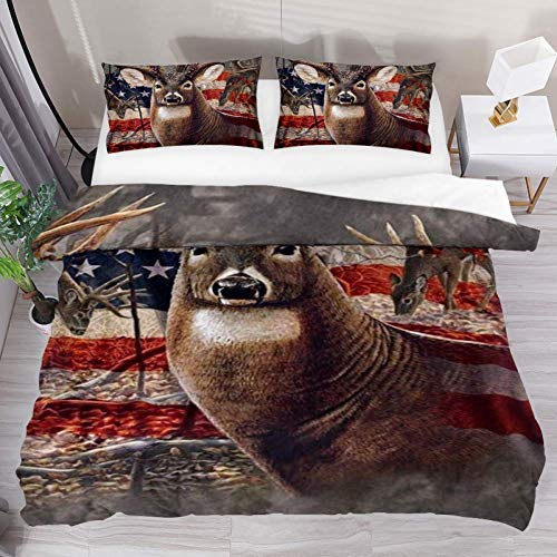 Flash Deals - 70% OFF HEOEH American USA Flag and Deer Duvet Cover Set Queen Size Kids Bedding Sets Comforter Cover with Soft Lightweight Microfiber 1 Duvet Cover and 2 Pillowcase Flash Deals - 70% OFF HEOEH American USA Flag and Deer Duvet Cover Set Queen Size Kids Bedding Sets Comforter Cover with Soft Lightweight Microfiber 1 Duvet Cover and 2 Pillowcase