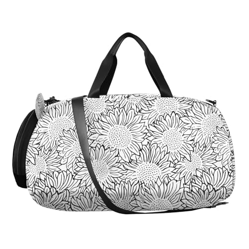 Sunflower Flowers Flowers White Kids Travel Duffel Bag for Boys Girls Overnight Weekend Tote Bag with Shoes Compartment for Sleepover Trip Beach2