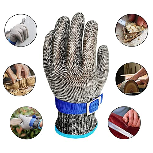 Fockety Work Gloves, Strong Anti Cut Gloves Stainless Steel Wire 2 Pcs Adjustable Buckle Gray For Kitchen (Grey) - Image 4