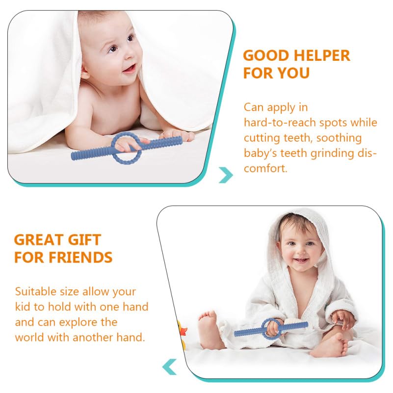 5Pcs Hollow Silicone Chewing Tubes for Boy Girl with Finger Buckles Dual-Texture Softness for Gum Massage and Sensory Stimulation Chewing for Early Development Random Color
