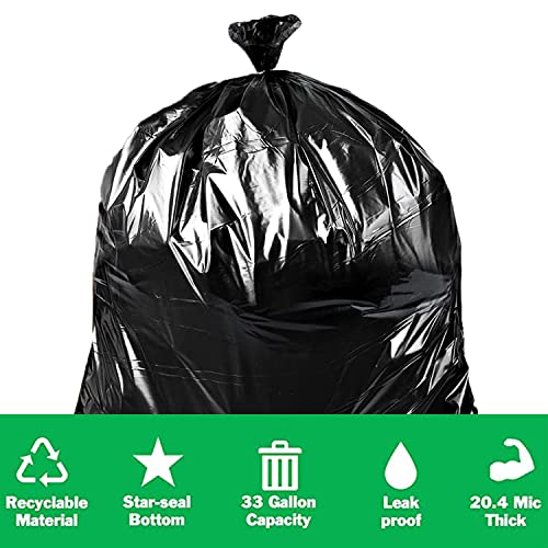 Image of 33 Gallon Trash Bags - Heavy Duty Black Garbage Bags, Upgraded Version Large Trash Bag Can Liners 32 inchx39 inchInch, 30 Gallon - 32 Gallon - 35 Gallon Trash Bags (60 Count)