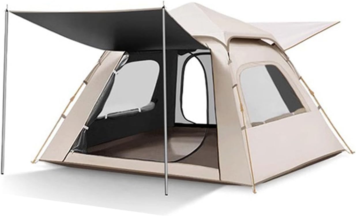 3～5人用 ドームテント 簡易テント ワンタッチテント 5～8人用 設営簡単 遮光 軽量テント ツーリングテント ベージュ 240*