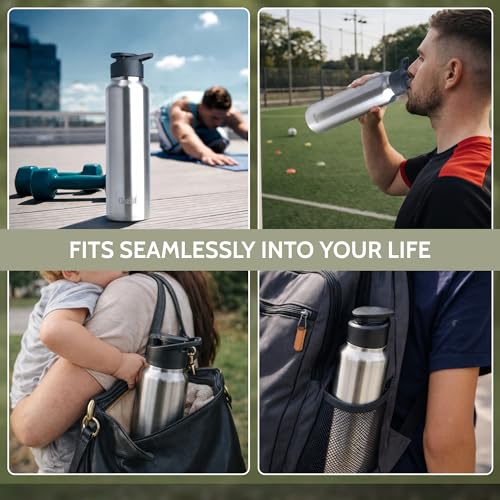 Image of Clazkit Amaze Stainless Steel Water Bottle 1 Litre, Leakproof BPA Free Steel Bottle for Gym, Office & School, Rust Free Durable Drinking Bottle, Fridge Safe, ISI Certified, Sporty Cap