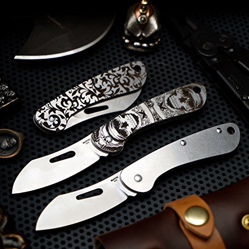 Mecarmy Ek3R Slipjoint Edc Pocket Folding Knife, Swedish Sandvik 12C27 Steel Blade Hollowed-Out Drop Blade Design, Stainless Steel Handle And Clip, Outdoor Portable Tactical Knife (Curl) #TOP6