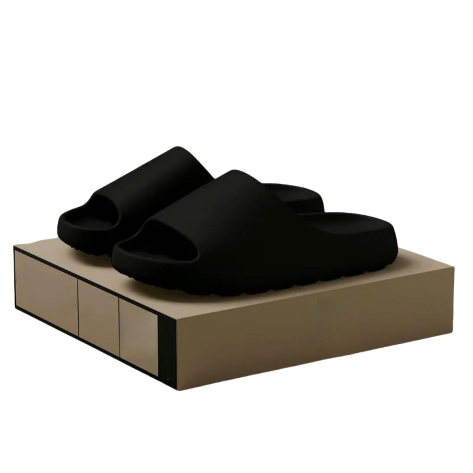 Gyios Men's Black Slippers Lightweight Casual Eva Soft Soled Innovative Home Shoes Exclusive Slides In Stock-38-39