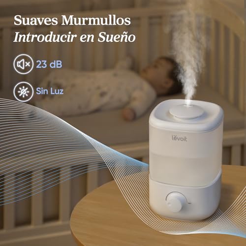 Image of LEVOIT Top-Fill Baby Air Humidifier, 2.5L Up to 25H Durable, 26dB Quiet, Auto Shut-off, 360 Nozzle, Mini Air Humidifier with Easy to Use Button BPA Free for Baby Room