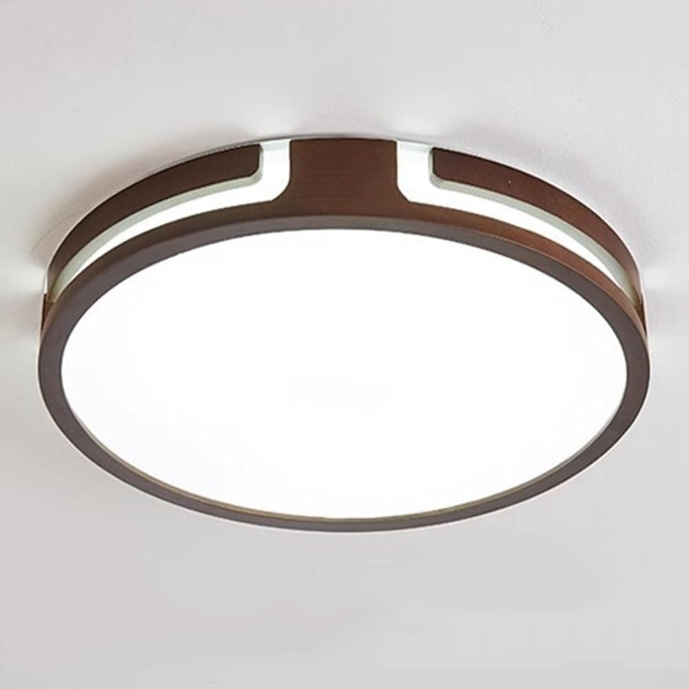 Lámpara de techo LED circular de madera para acabar con la iluminación fría del salón