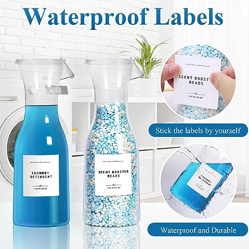 Image of Laundry Detergent Dispenser Bottle 40oz with Waterproof Label for Laundry Detergent Soap Fabric Softener Bleach Scent Booster Beads, Sturdy PET Bottle for Laundry Room Decor 2 Pack