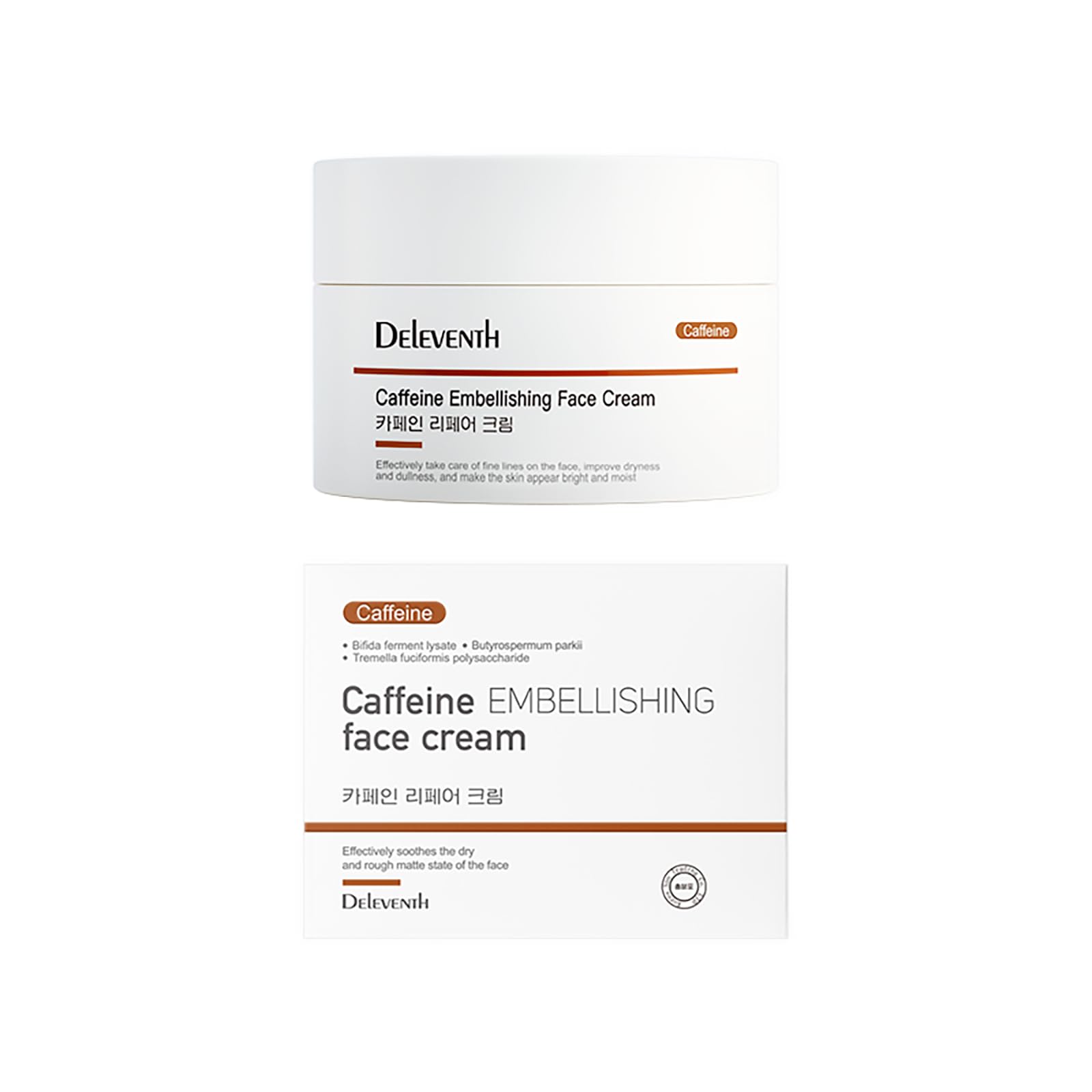 DEleventh Korea Caffeine Embellishing Face Cream 30g / Anti-Aging, with Sodium Hyaluronate & Magnolia Extract, Hydrates, Reduces Wrinkles, Dark Circles, Puffiness & Brightens Skin for a Youthful Glow