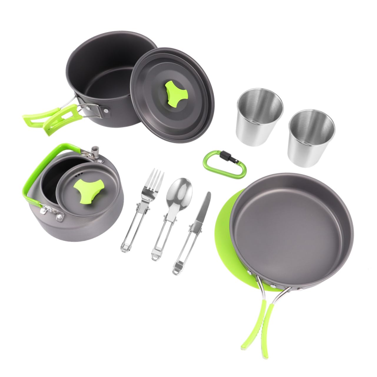 SUPVOX 12-pc Camping Cookware Set Portable Aluminum Pot Cutlery Utensils BBQ Accessories
