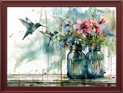 Image of Leczany Cross Stitch Stamped Kits for Adults Beginners Patterns Craft Kit Needlepoint Full Range of DIY Embroidery Kits Starter 11CT 3 Strands | Vase and Hummingbird 15.8x21.3 inches