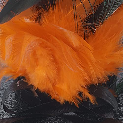 Alvivi Mini Top Hat Hair Clip Feathers Flower Decor Fascinator Cocktail Hats For Women Girls Halloween Christmas Party Black&Orange One Size thumb #5